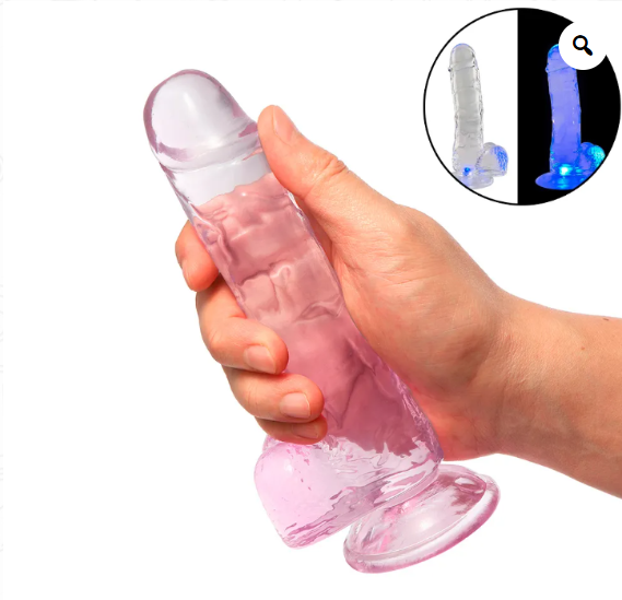 Dildo Luminoso Con LED Transparente Ventosa