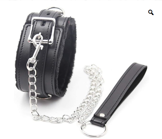 Collar Cuero Gargantilla Cuello Correa Cadena Ajustable BDSM