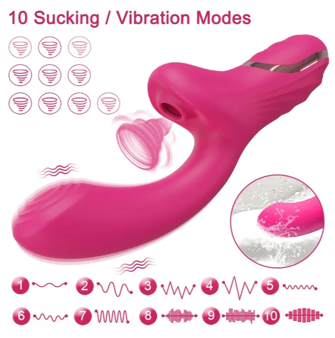 Vibrador penetrante estimulador del punto G con succión clitoriana