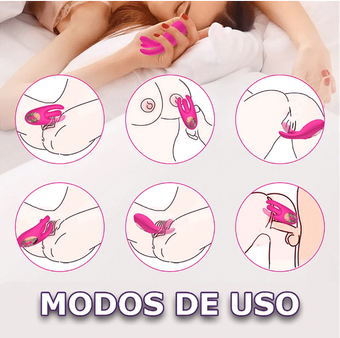 Vibrador con movimiento de dedos y estimulador de clítoris